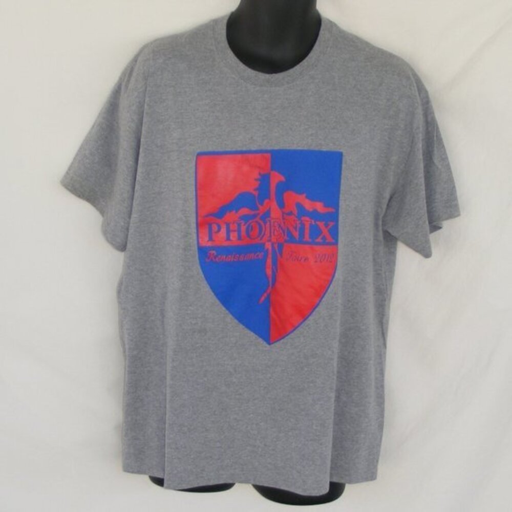 PHOENIX RENAISSANCE FAIRE Tee, XL, 2012 Crested, Gray, Short sleeve, T-shirt